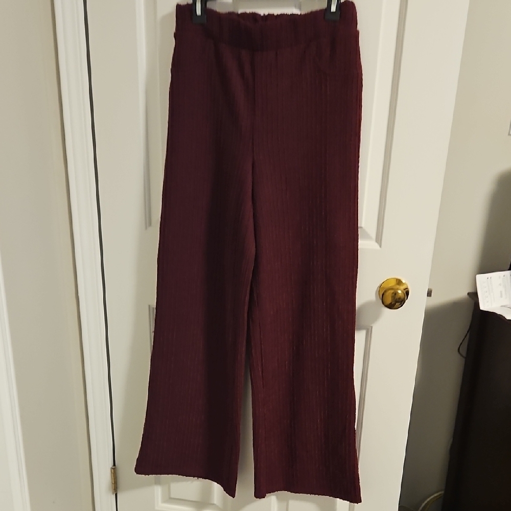 Nina Leonard Deep Red Textured Pants